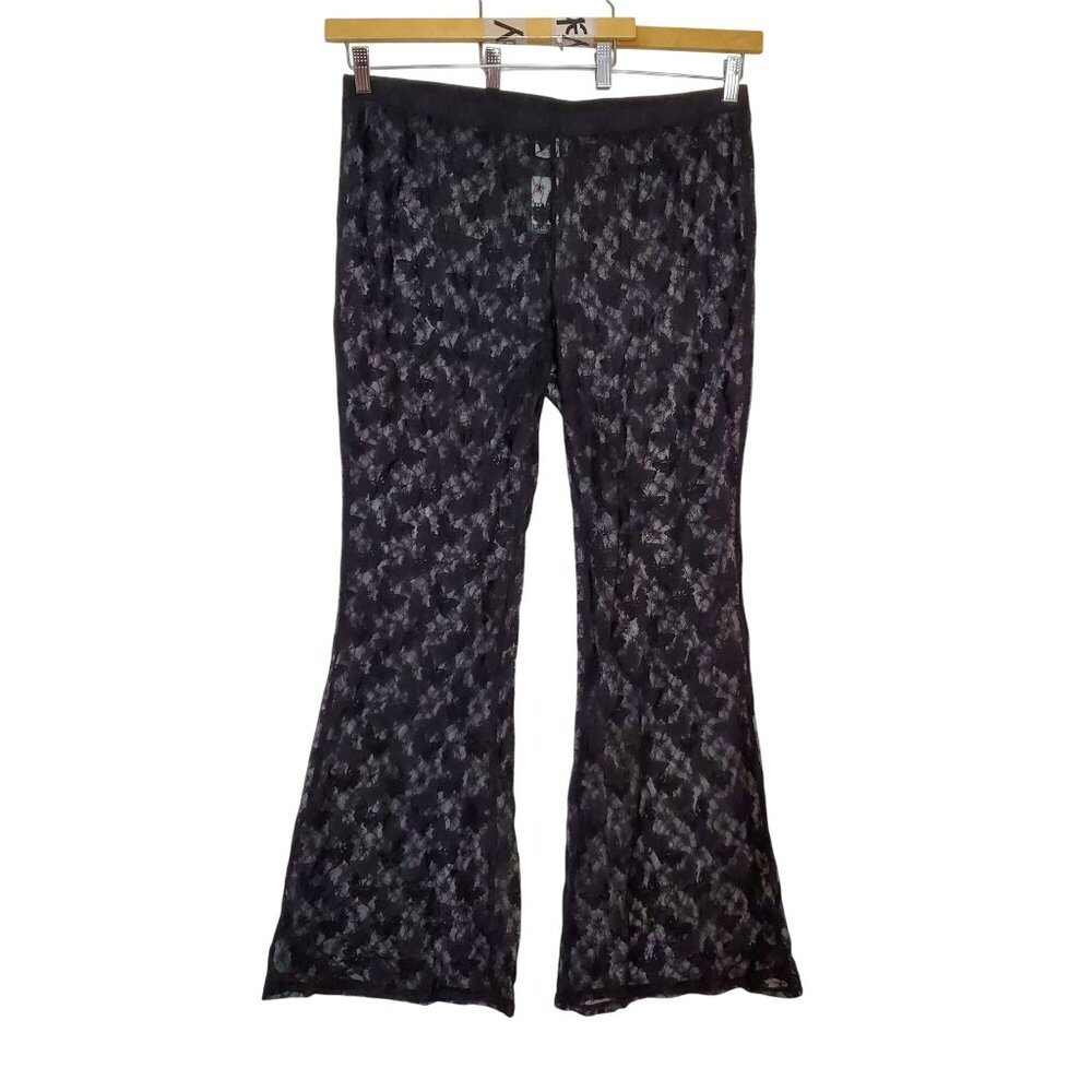 Wild Fable Women's Black Sheer Butterfly Lace Pants X 14/16 Elastic Waist Stretc